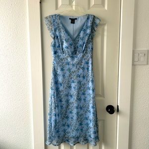 blue floral dress